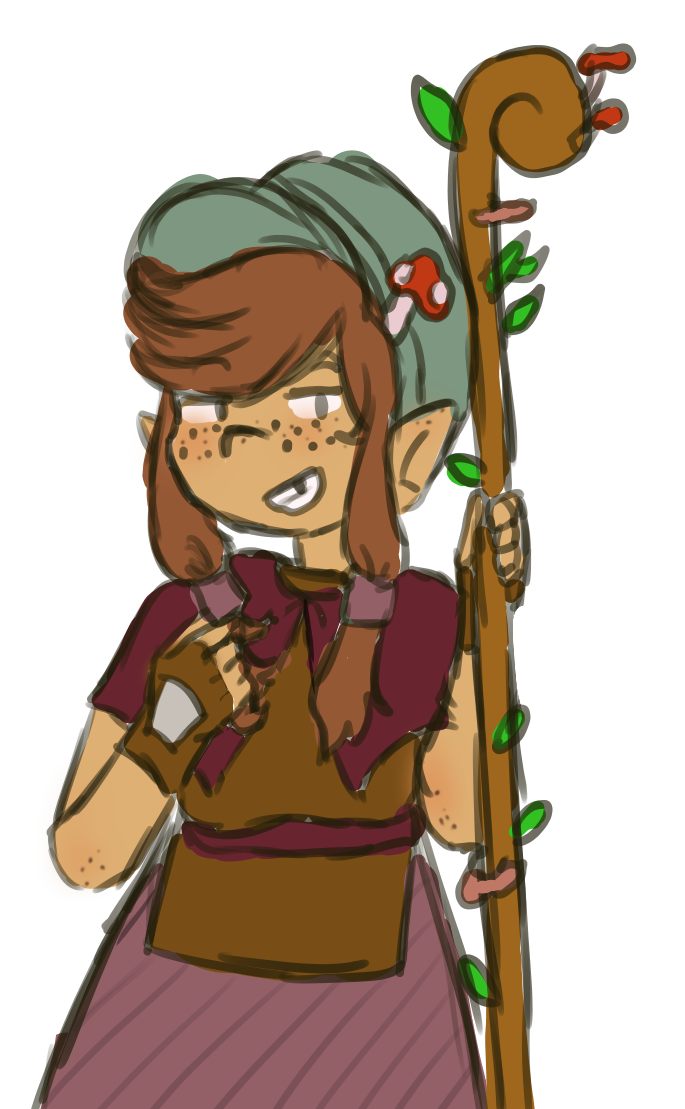 Art of my tabletop RPG character Amanita Fly, a Circle of Spores druid