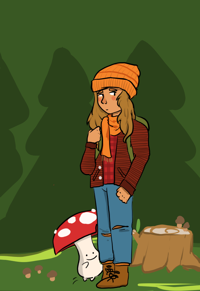 Fanart of Shrumbo from the game Ooblets with the character Outgrid