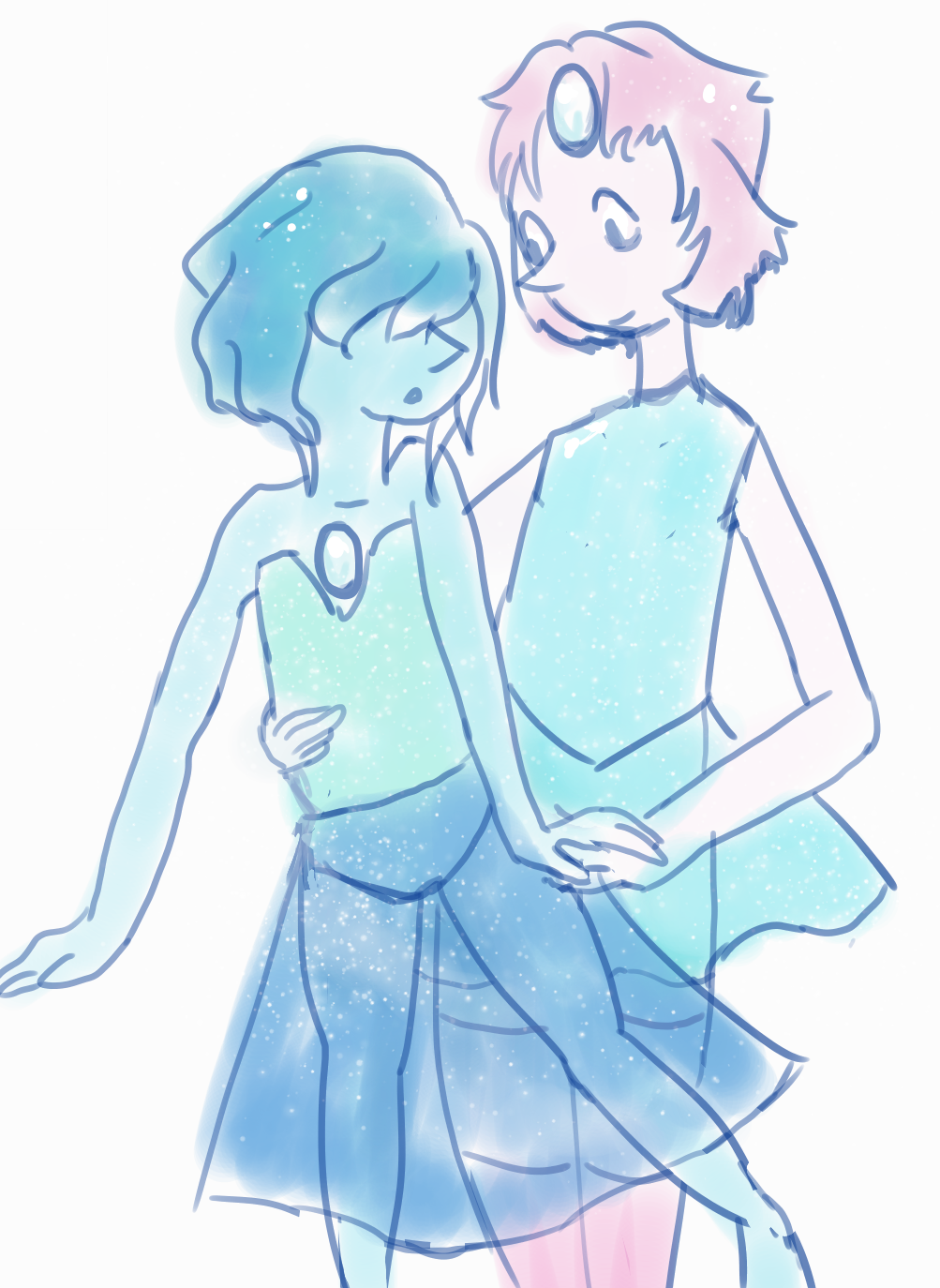 Fanart of Pearl and Blue Pearl from Steven Universe