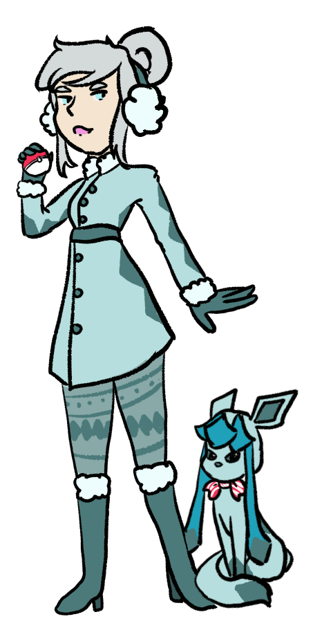 Art of my original Pokemon character Sylvia, a Glaceon trainer