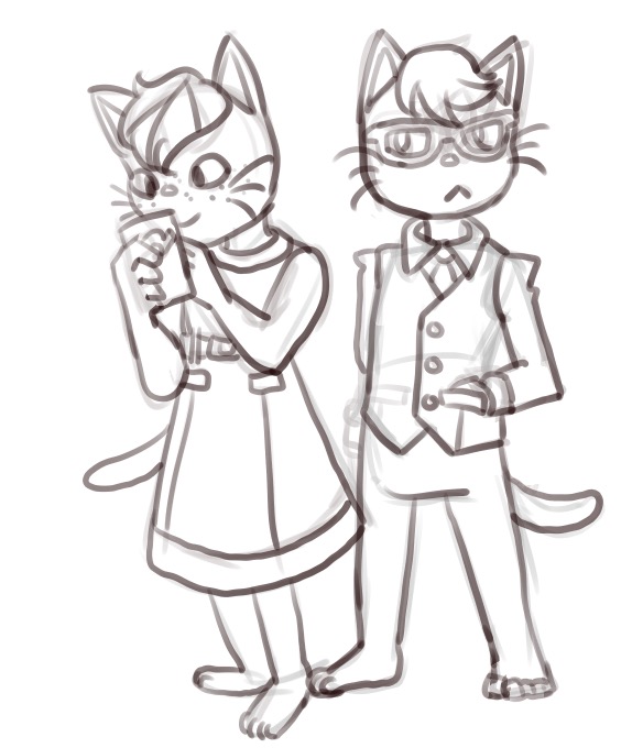 Fanart of Tangy and Raymond from the Animal Crossing series