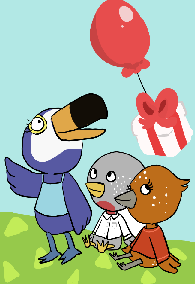 Fanart of Tuca and Bertie in the style of Animal Crossing